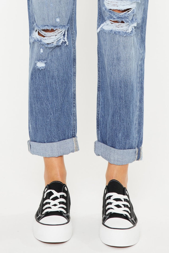 Stilla | Mellemhøjde Distressed Straight Jeans