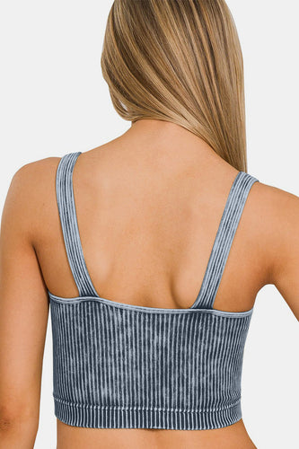 Stilla | Vasket Ribbet Crop V-Hals Tank