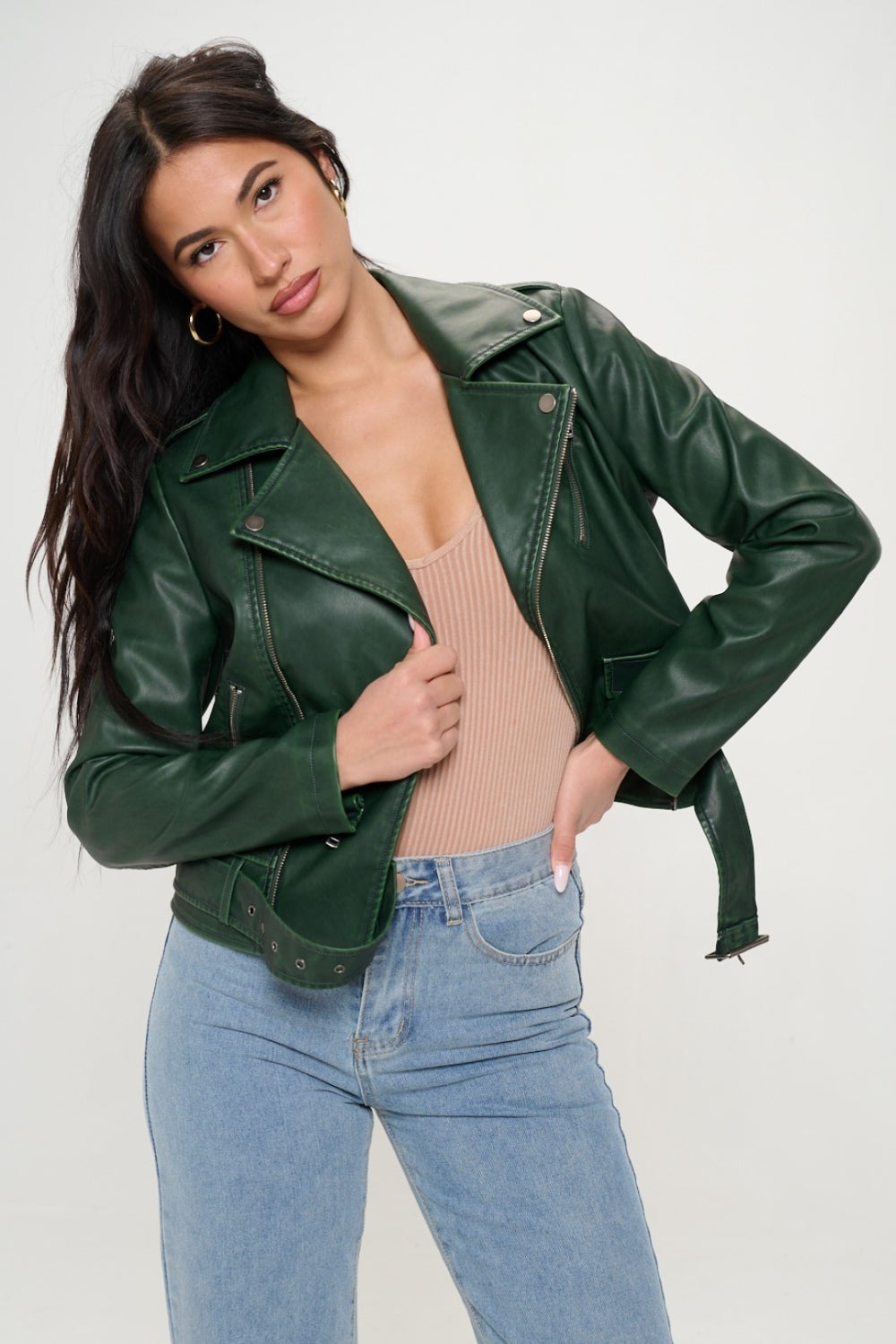 Stilla | LA Zip Up Bikerjakke med Belte