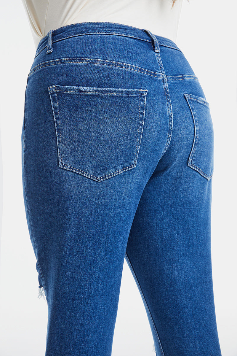 Stilla | Størrelsefulde Distressed Høj Talje Mom Jeans