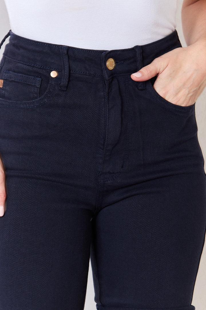 Stilla | Blå Full Size Høj Talje Tummy Control Bermuda Shorts