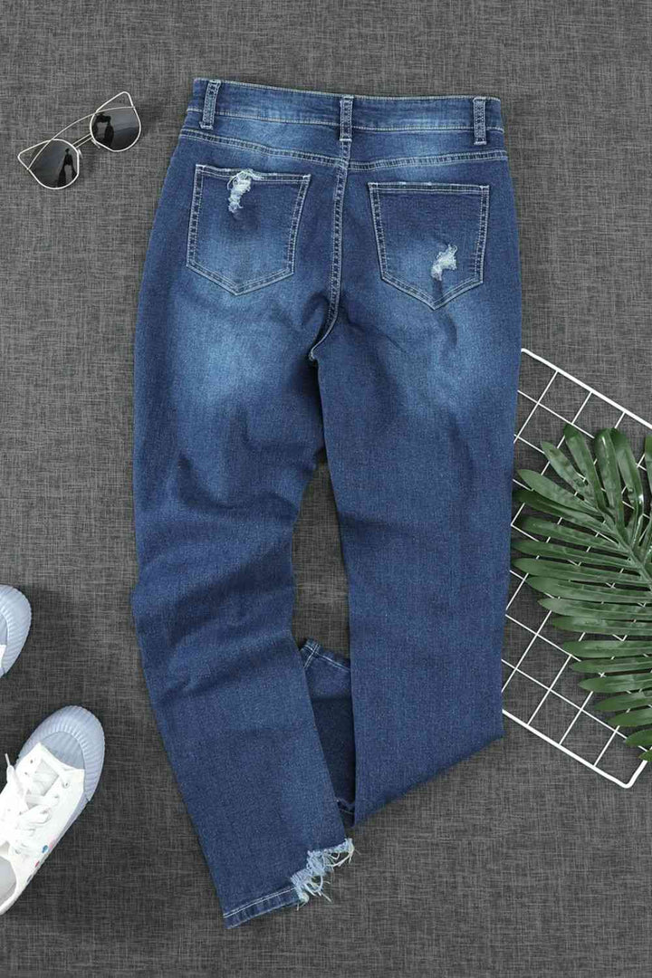 Stilla | Høj Talje Distressed Hem Detail Jeans