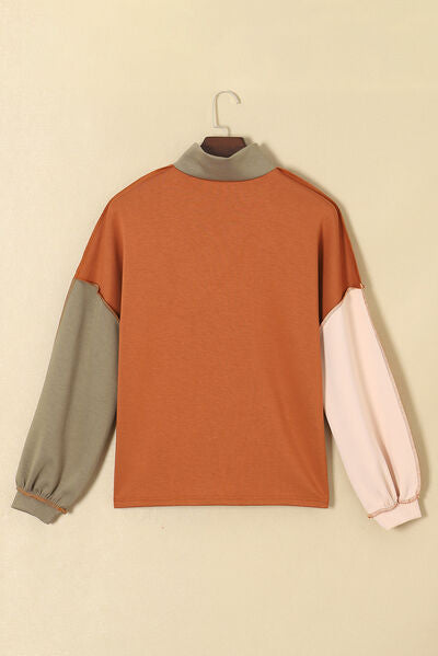 Stilla | Block Exposed Seam Halv Zip Sweatshirt