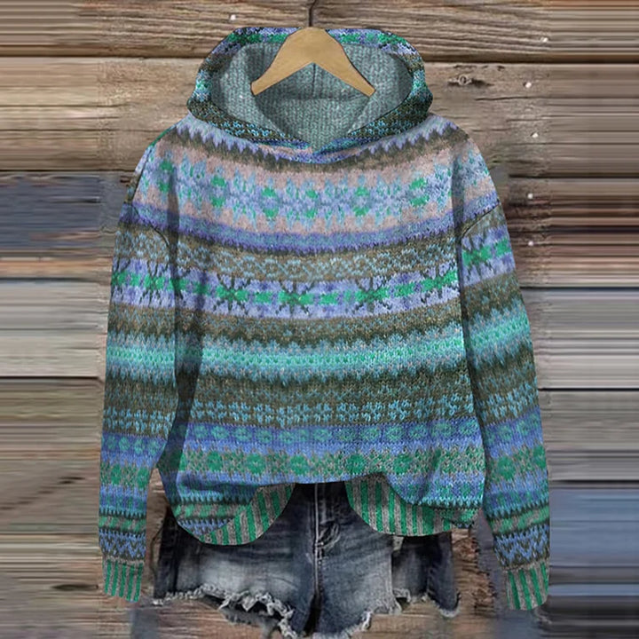 Stilla | Retro Etnoisk Hættepullover