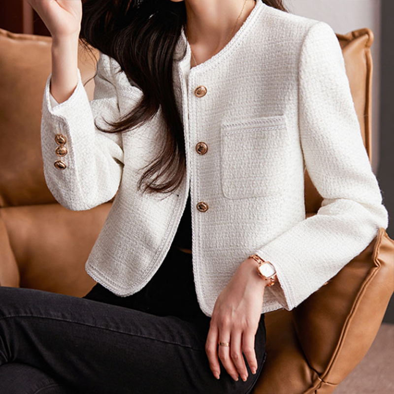 Stilla | Tweed Kort Pasform Taljeret Silhuet Dekorative Knapper