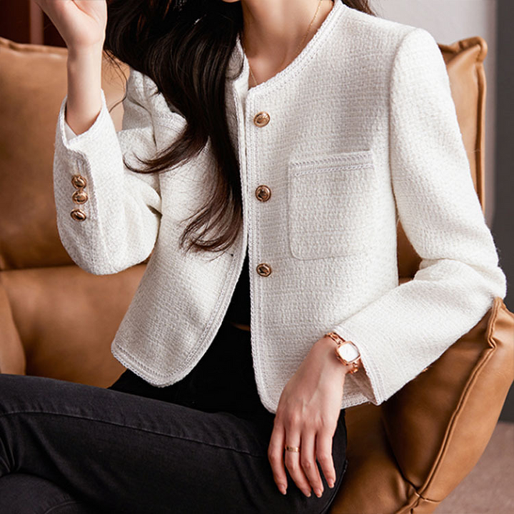 Stilla | Tweed Kort Pasform Taljeret Silhuet Dekorative Knapper