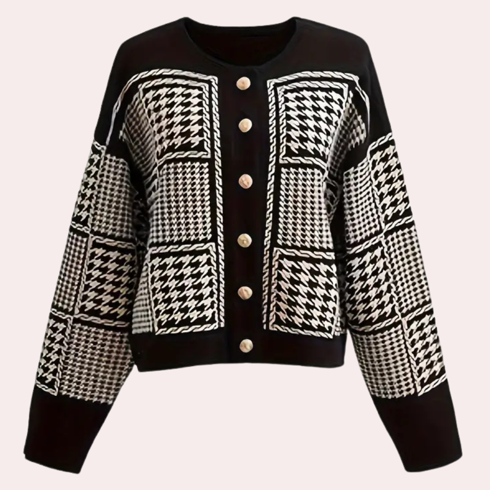 Stilla | Tidsløs Houndstooth Cardigan til Kvinder