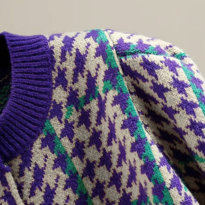 Stilla | Moderigtigt Houndstooth Cardigan til Damer