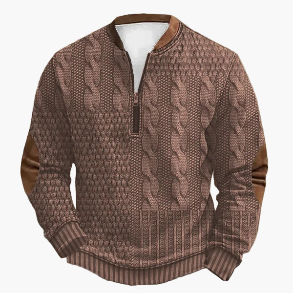 Stilla | Strikpullover med Fletter og Kvart Lynlås - Mode Fritidspullover til Efterår og Vinter