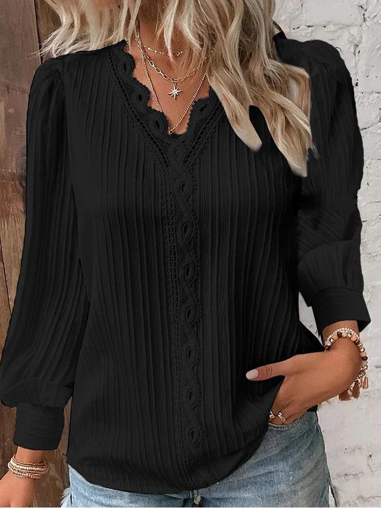 Stilla | Bluse med Chiffon-spidsdetaljer