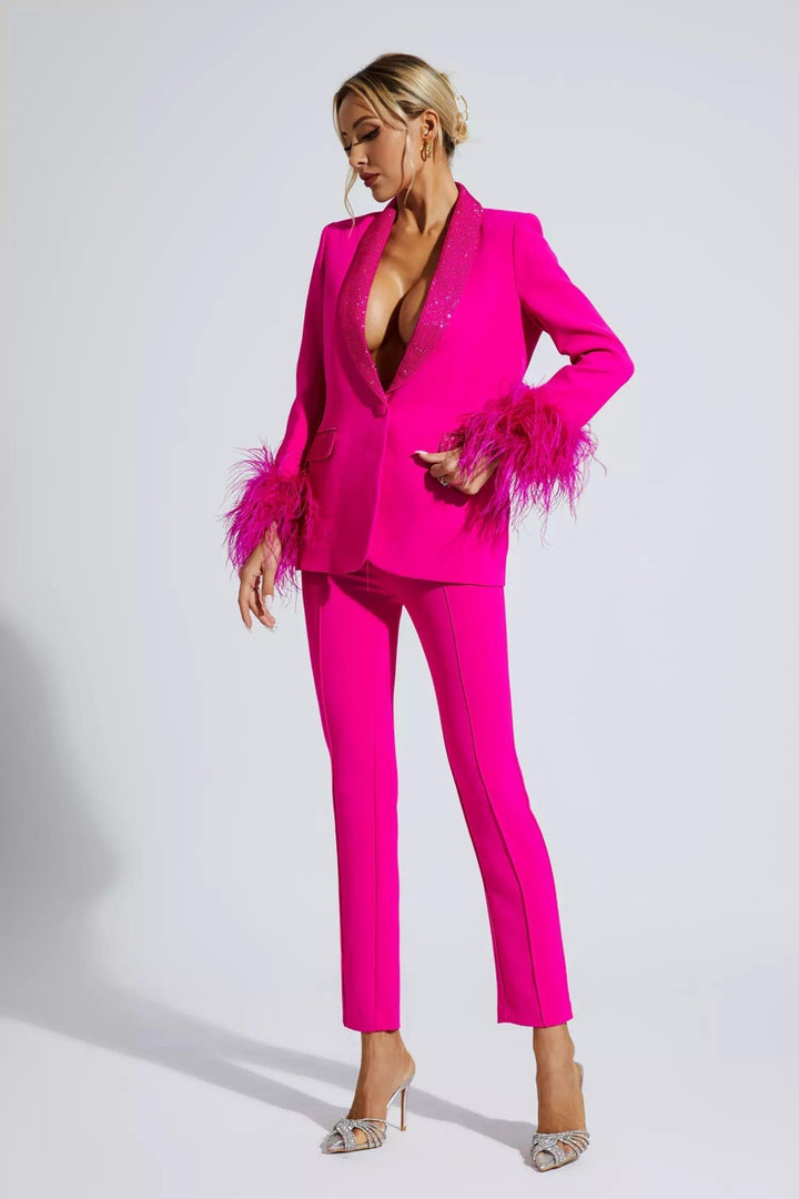 Stilla | Blazer Sæt med Diamant og Fjerdetaljer
