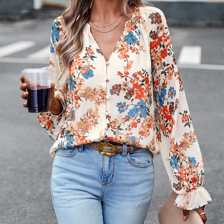 Stilla | Bluse Blomsterprint Langærmet Bluse