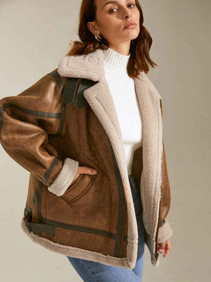 Stilla | Futteret suede shearling flyjakke