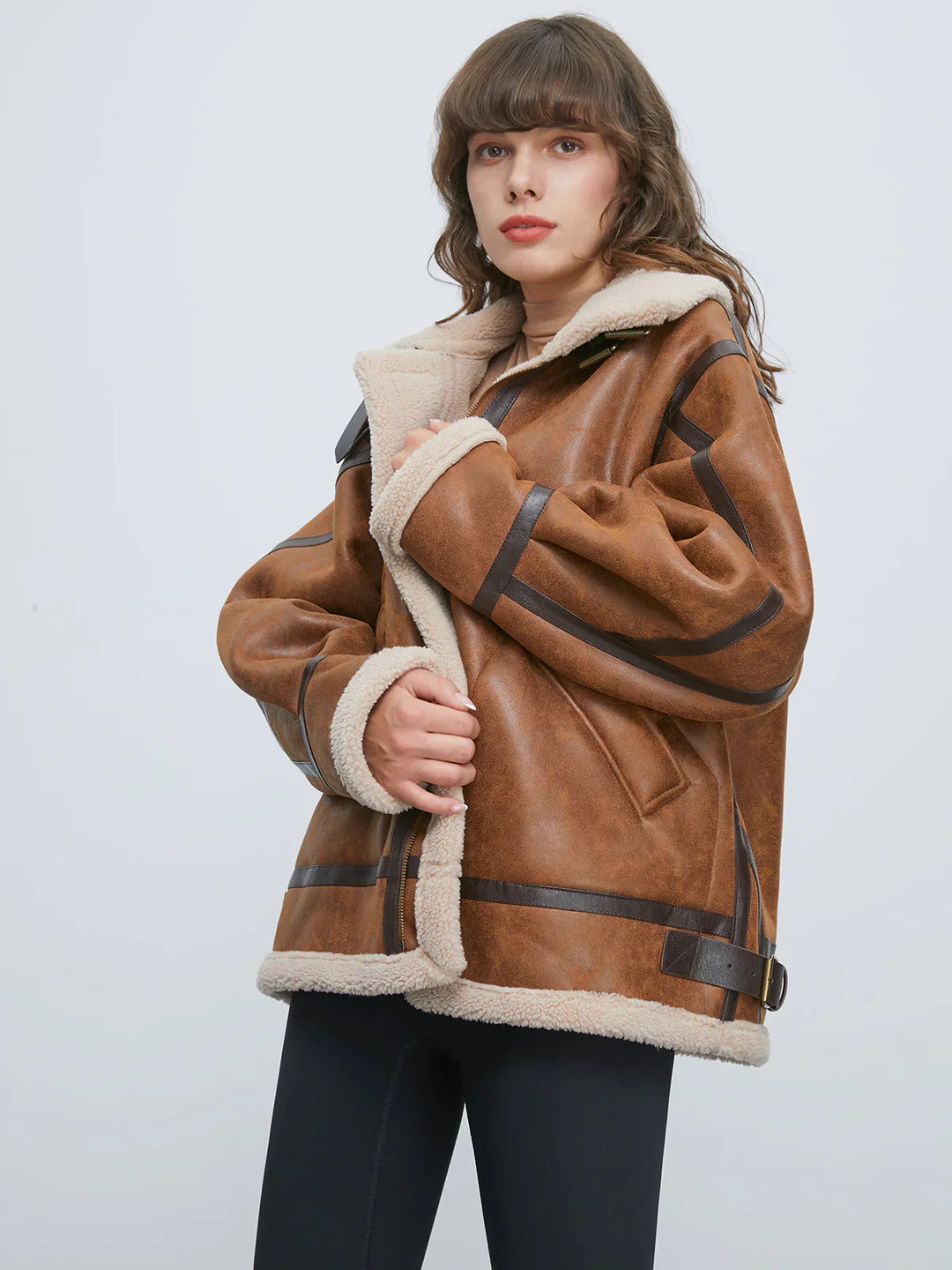 Stilla | Futteret suede shearling flyjakke