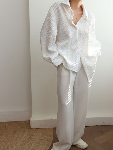 Stilla | Oversized Bluse I Netstof Med Broderi