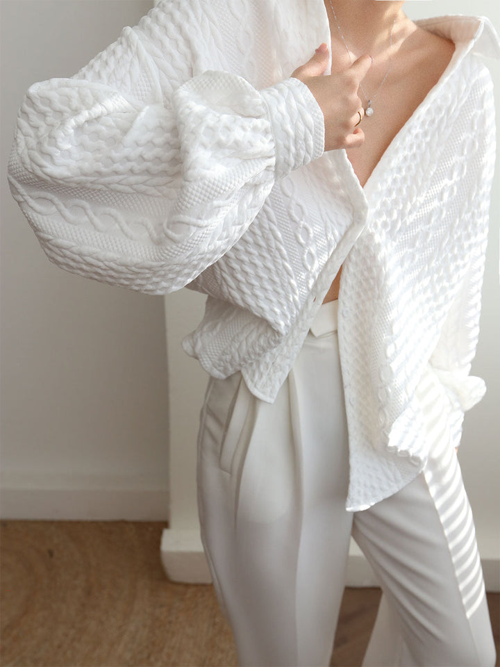 Stilla | Oversized Bluse I Netstof Med Broderi