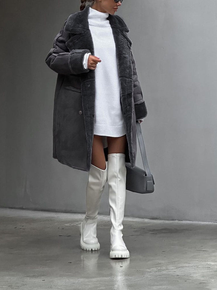 Stilla | Dame Oversized Faux Shearling Frakke