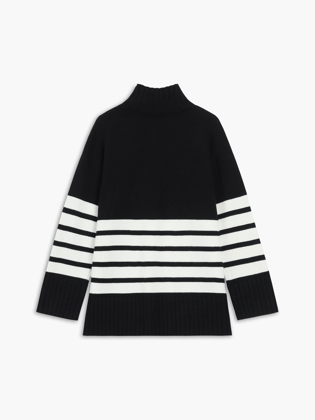 Stilla | Stribet Pullover Med Spaltkrave