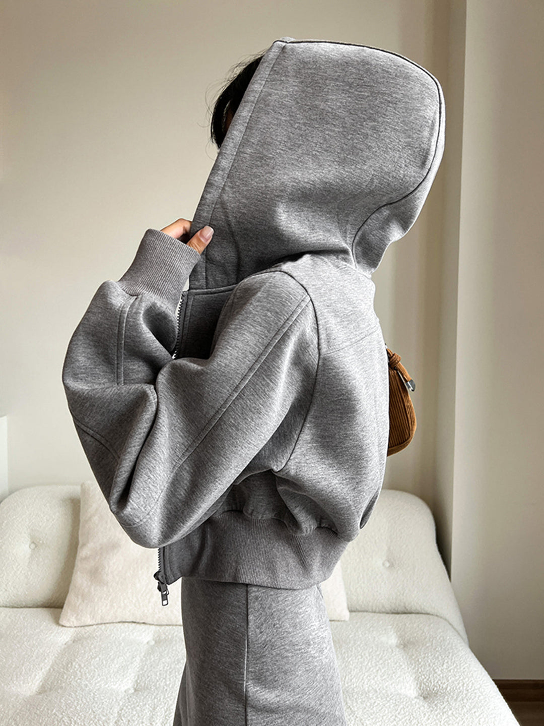 Stilla | Langærmet Zip Crop Hoodie