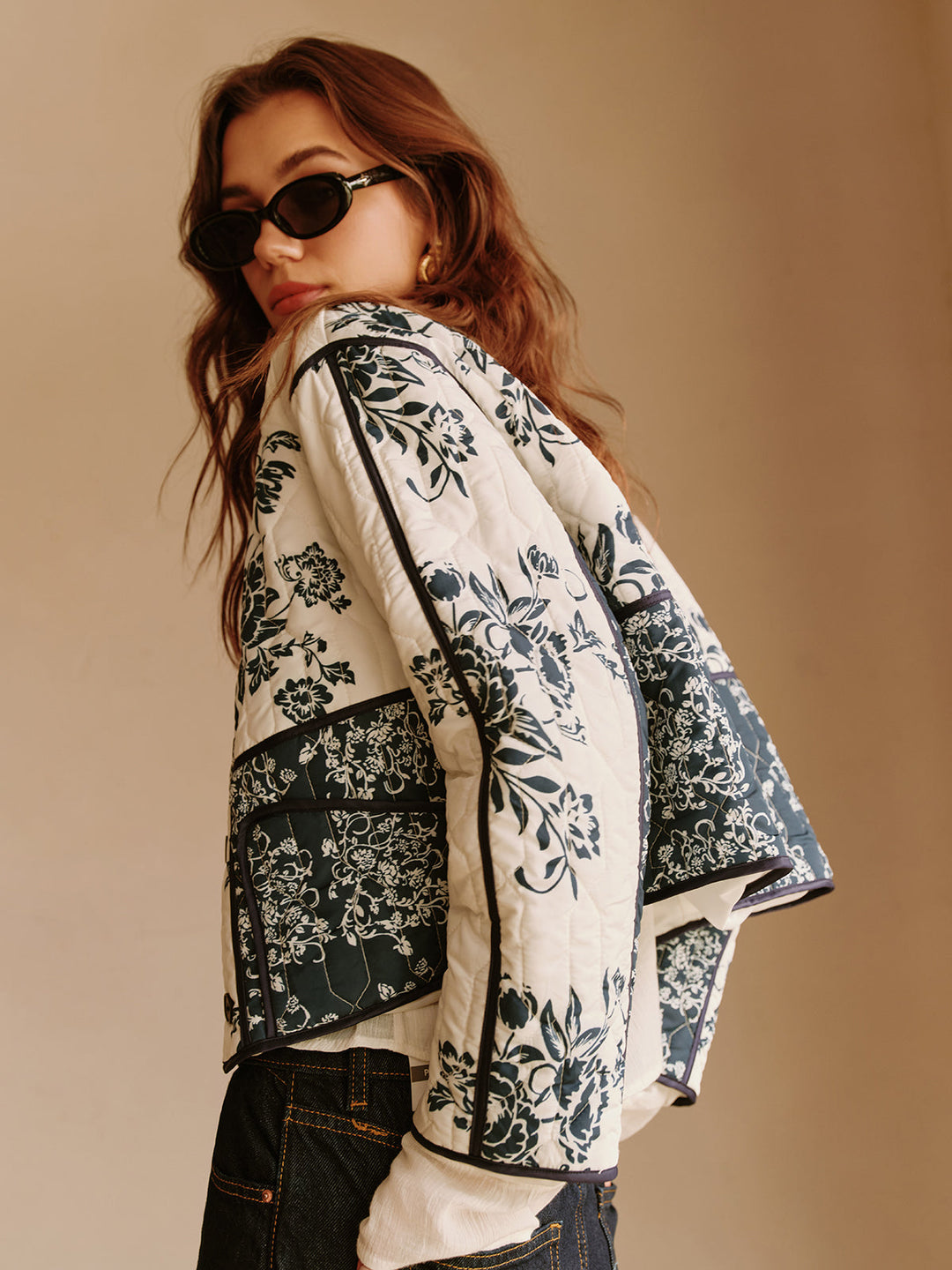 Stilla | Couture Boheme Trykt Lynlås Løs Frakke Regelmæssig Pasform Essentiel