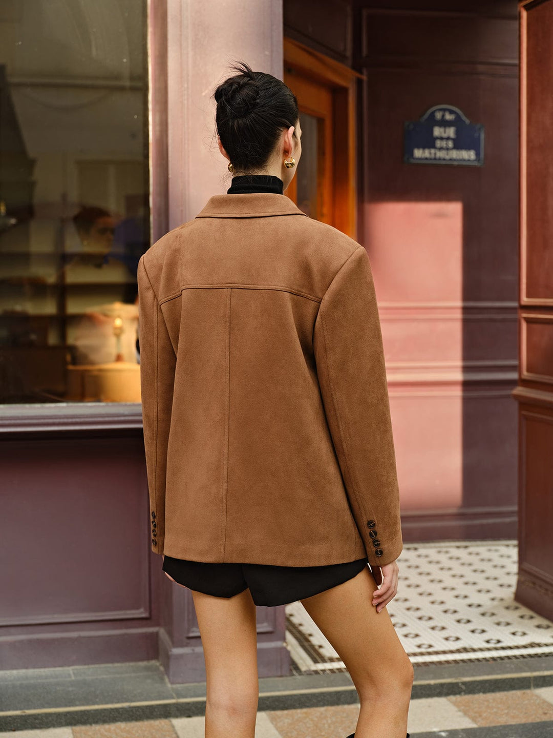 Stilla | Casual Brun Ruskindsblazer til Kvinder