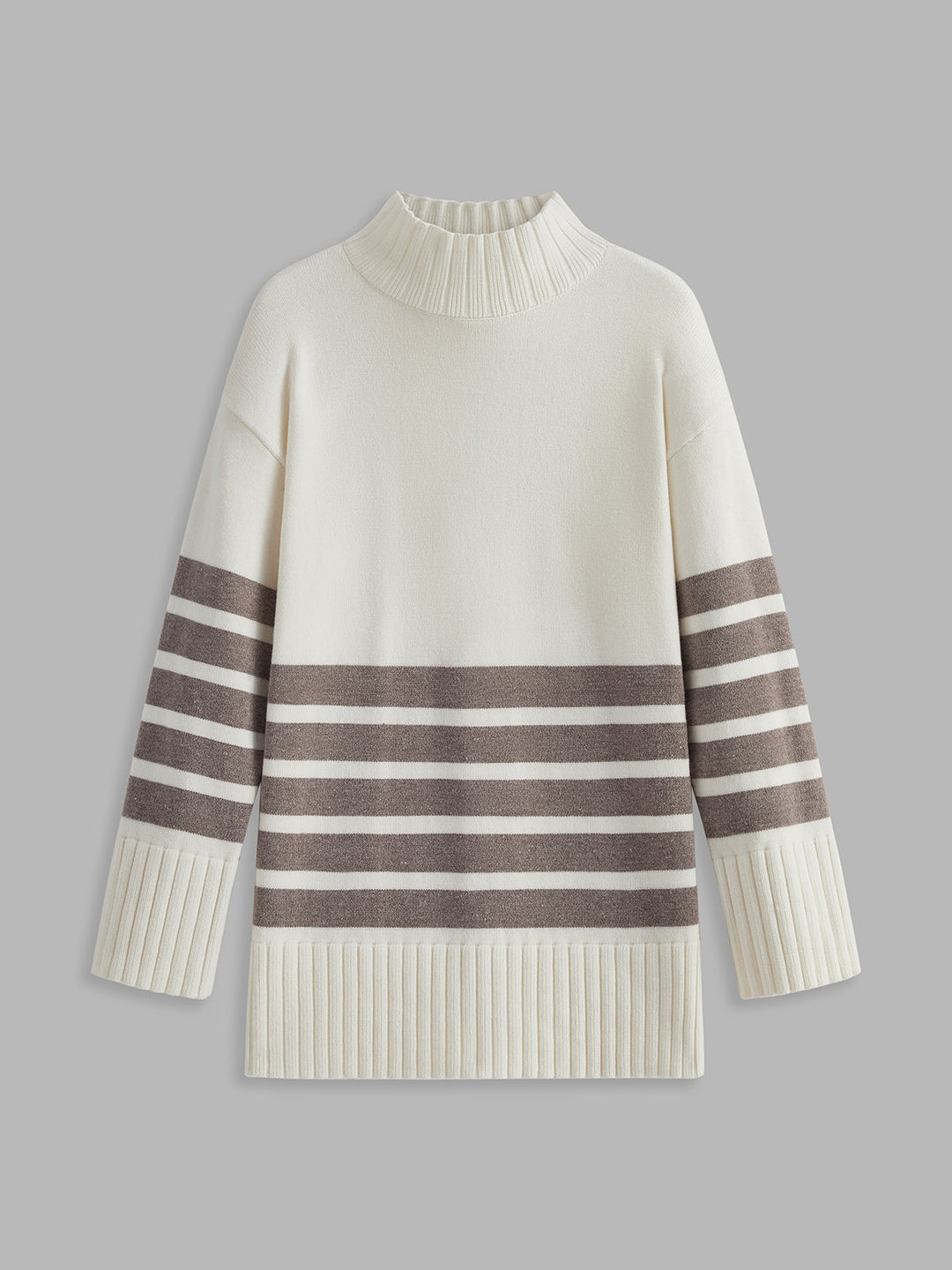 Stilla | Stribet Pullover Med Spaltkrave