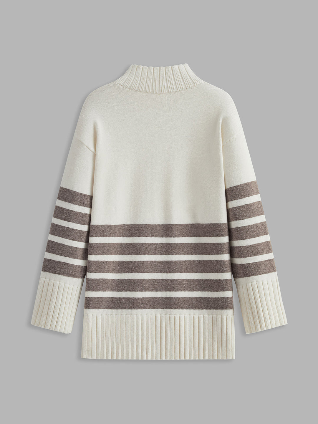 Stilla | Stribet Pullover Med Spaltkrave