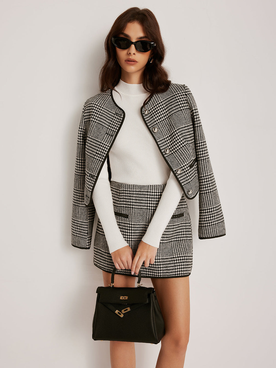 Stilla | Trim Plaid Knapjakke