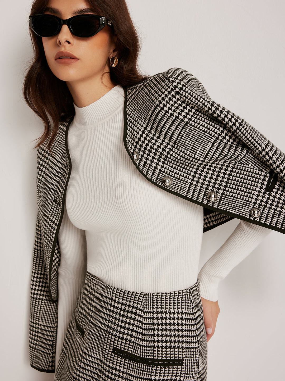Stilla | Trim Plaid Knapjakke