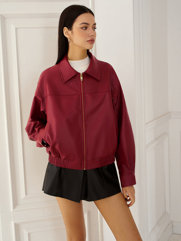 Stilla | Læder Zip Polo Jakke