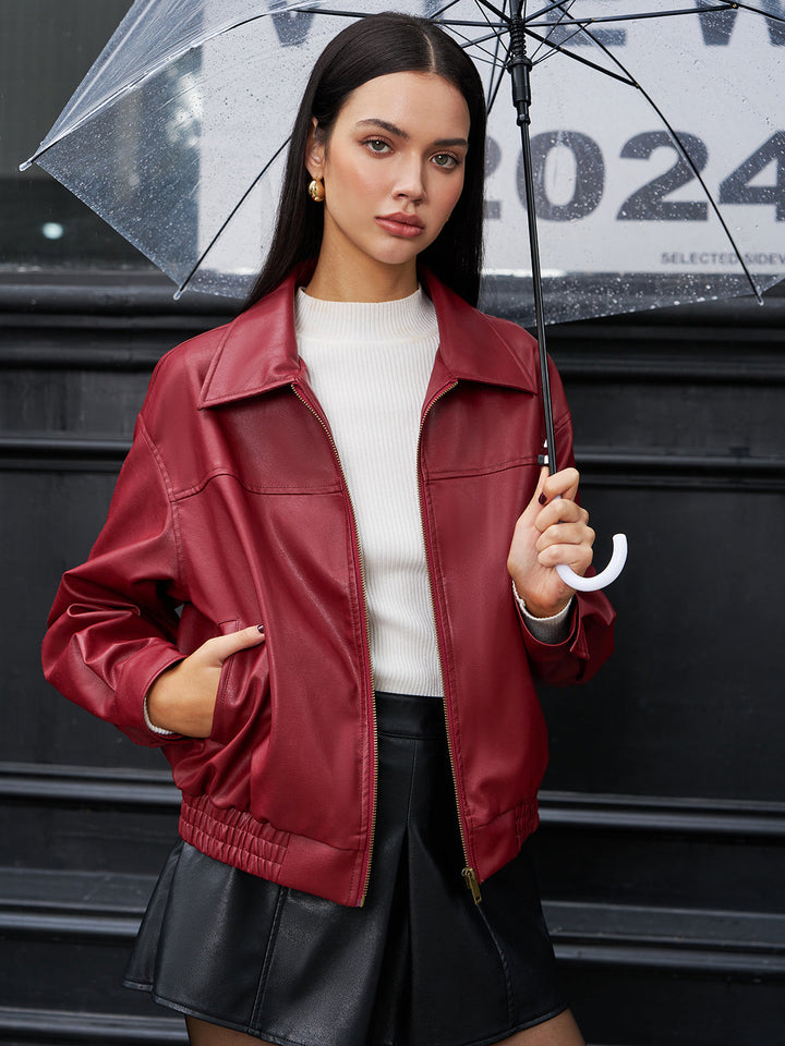 Stilla | Læder Zip Polo Jakke