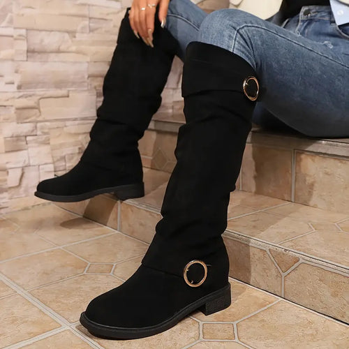 Stilla | Dame Chunky Heel Slouchy Knæstøvler