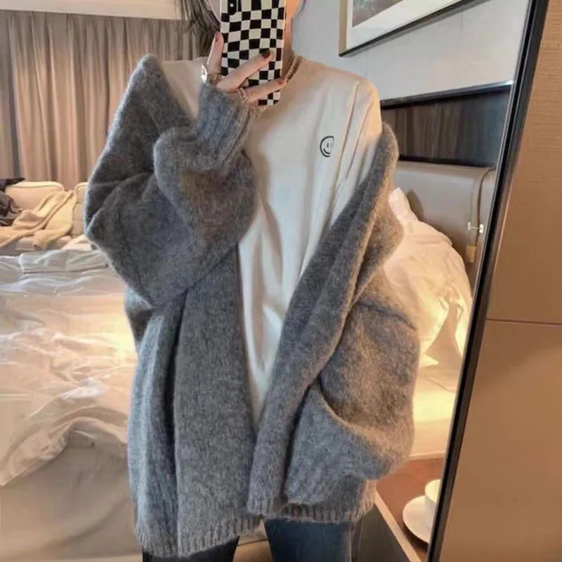 Stilla | Cardigan Plus Size Strik Åben Front Blød og Behagelig