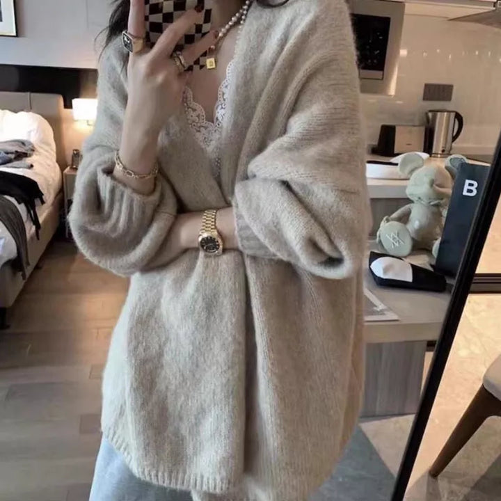 Stilla | Cardigan Plus Size Strik Åben Front Blød og Behagelig