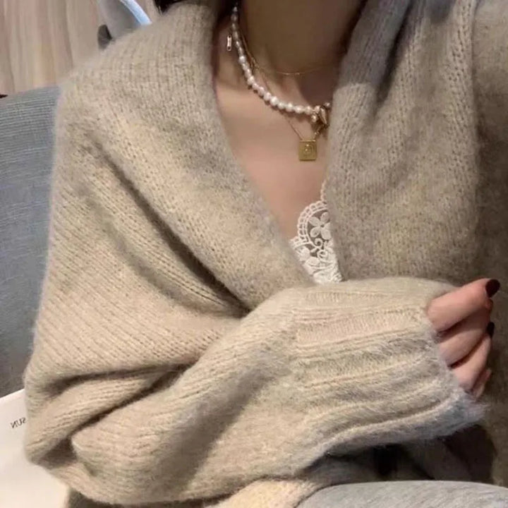 Stilla | Cardigan Plus Size Strik Åben Front Blød og Behagelig