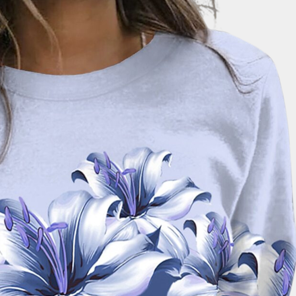 Stilla | Sweatshirt Blødt Åndbart Materiale Behagelig Pasform Floral Print Lange Ærmer
