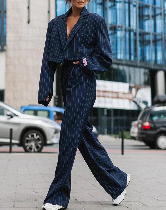 Stilla | Fashionabel Stribet To-dels Sæt