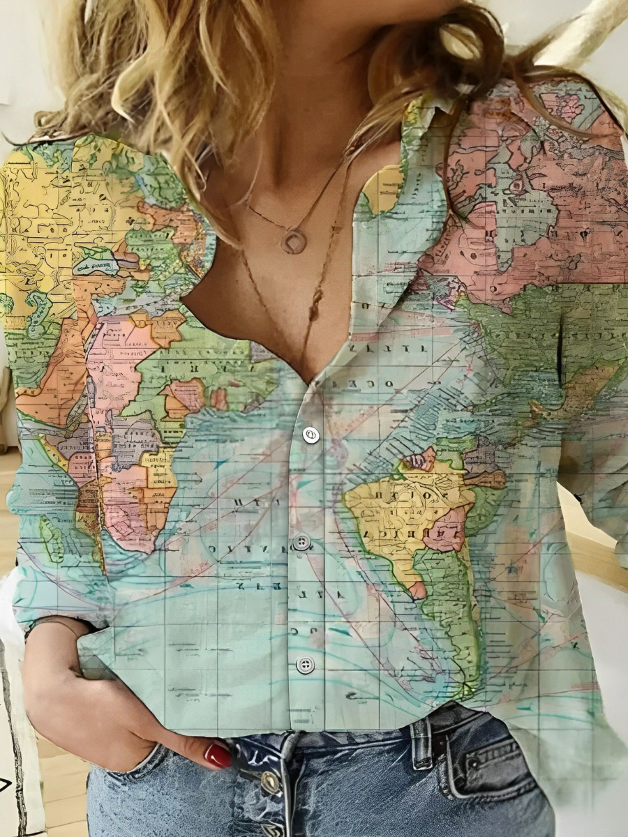 Skovae | Globe Verdenskort Trykt T-shirt