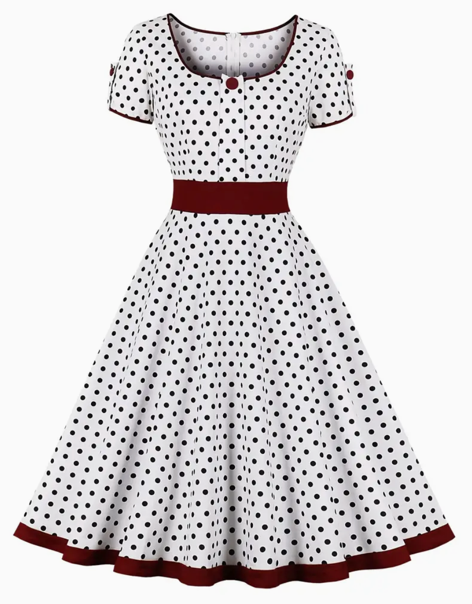 Stilla | Elegante Vintage Polkapotkjole Til Forår/sommer