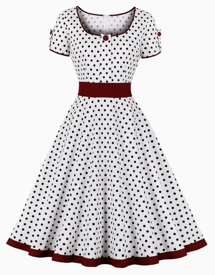 Stilla | Elegante Vintage Polkapotkjole Til Forår/sommer