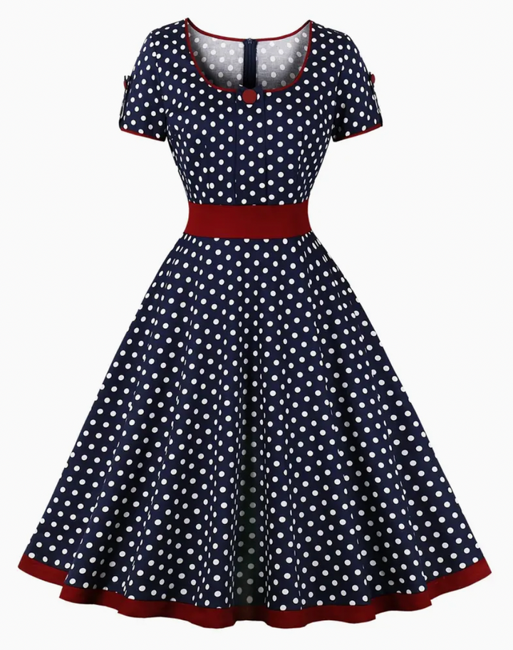 Stilla | Elegante Vintage Polkapotkjole Til Forår/sommer