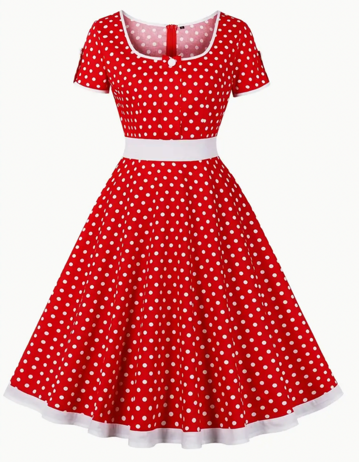 Stilla | Elegante Vintage Polkapotkjole Til Forår/sommer