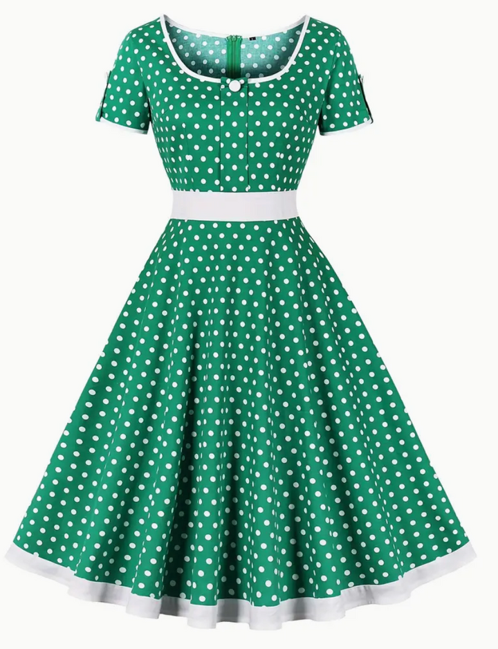 Stilla | Elegante Vintage Polkapotkjole Til Forår/sommer