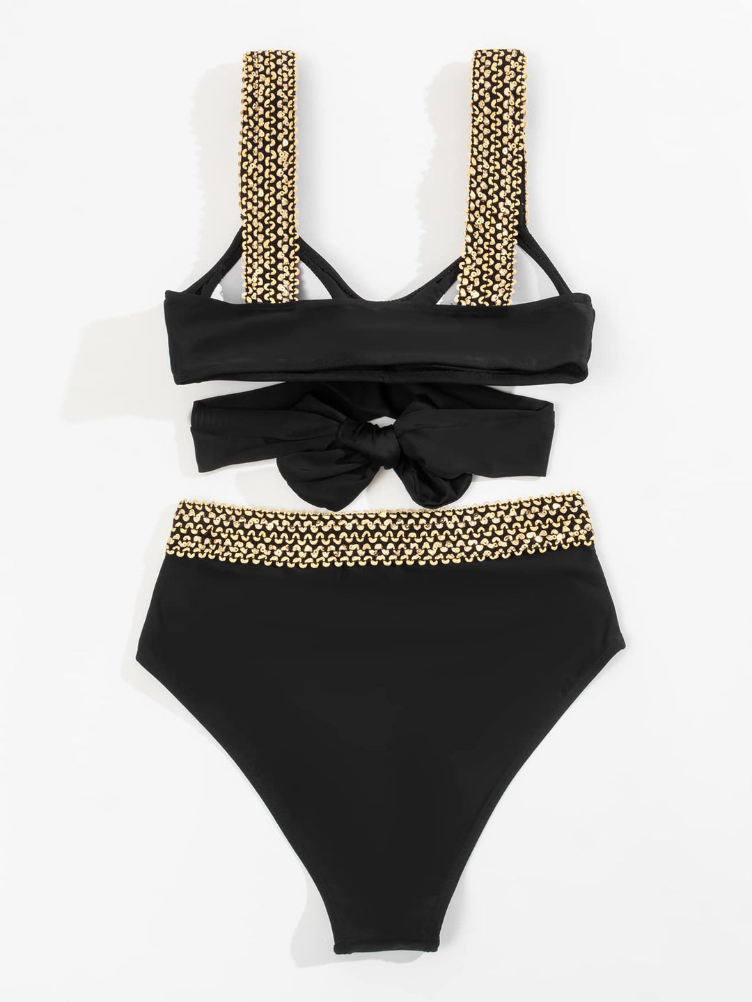 Stilla | Bikini Gold Med Krydsede Stropper Og Høj Talje