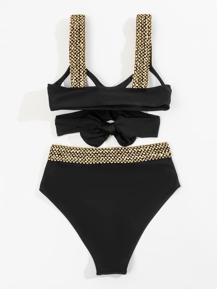 Stilla | Bikini Gold Med Krydsede Stropper Og Høj Talje