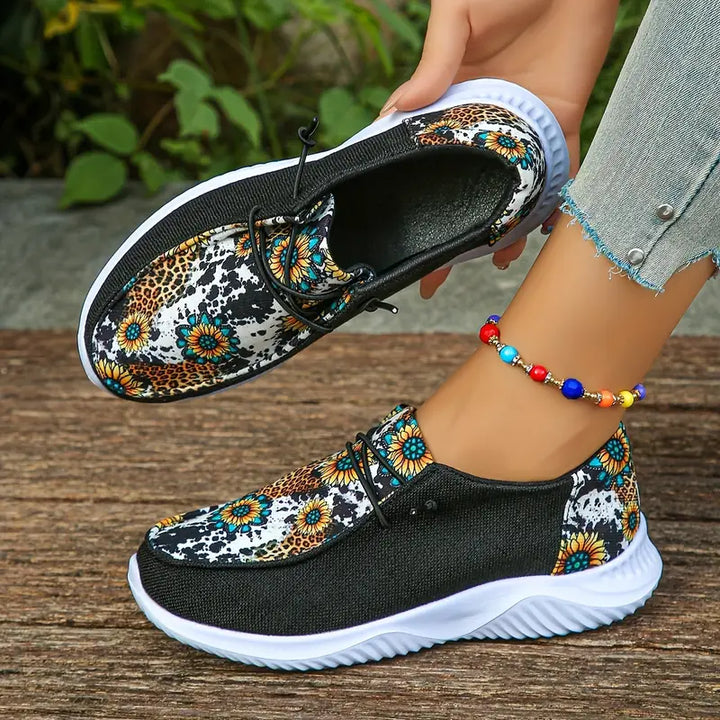 Stilla | Dame Canvas Slip on Mokwiski Lys Og Komfortable Med Leopardtryk