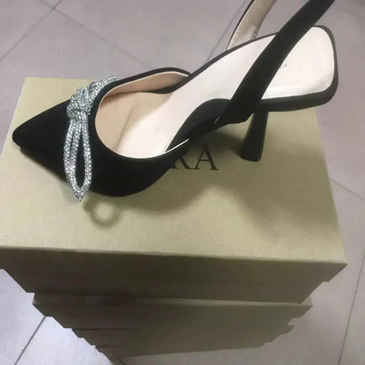 Skovae | Blå Dame Muellerschuhe Baotou Sløjfe Spids Høje Hæle Sommermode Hundrede Sexede Dame Sandaler Sko Sandaler Høje Hæle