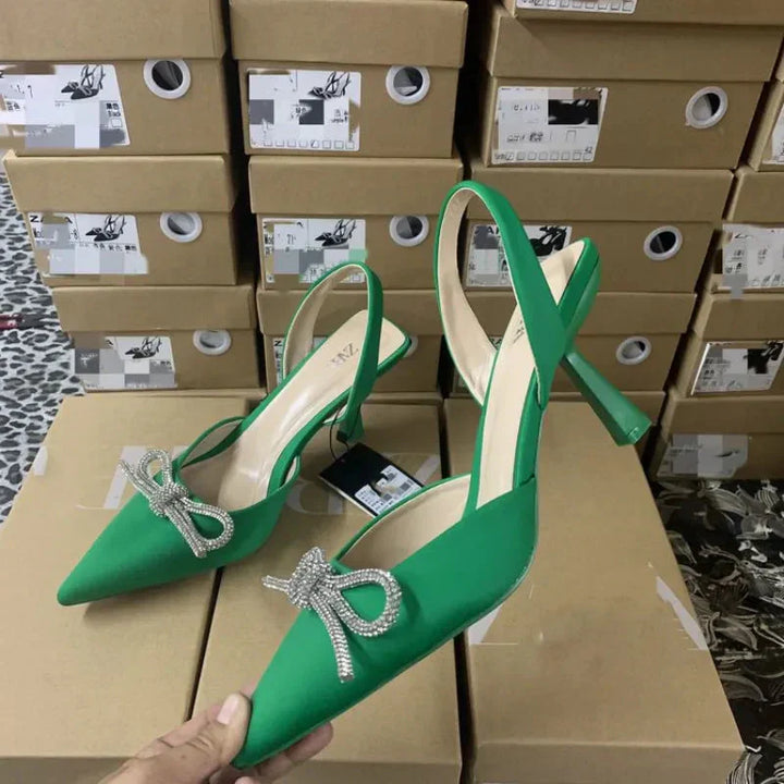 Skovae | Blå Dame Muellerschuhe Baotou Sløjfe Spids Høje Hæle Sommermode Hundrede Sexede Dame Sandaler Sko Sandaler Høje Hæle