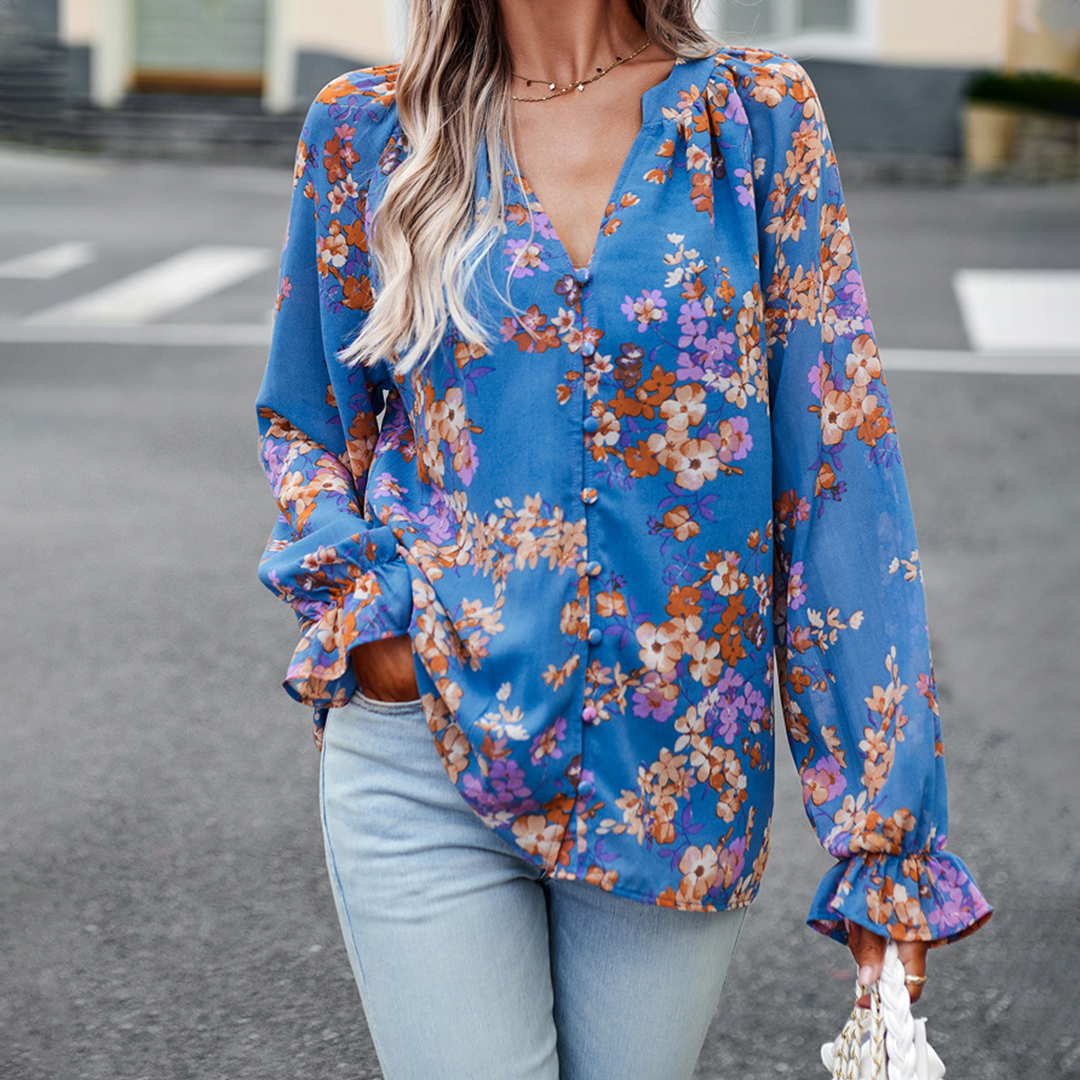 Stilla | Bluse Blomsterprint Langærmet Bluse