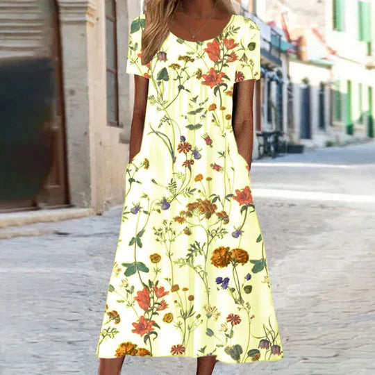 Stilla | Sommerkjole Med Boheme Blomster Mønster